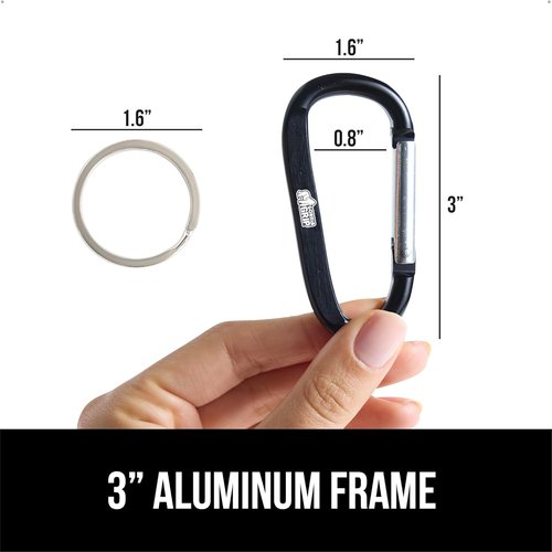 GORILLA GRIP Heavy-Duty Carabiner Clip - 3" D Ring Key Holder, Holds 170lbs, Rust & Scratch-Resistant