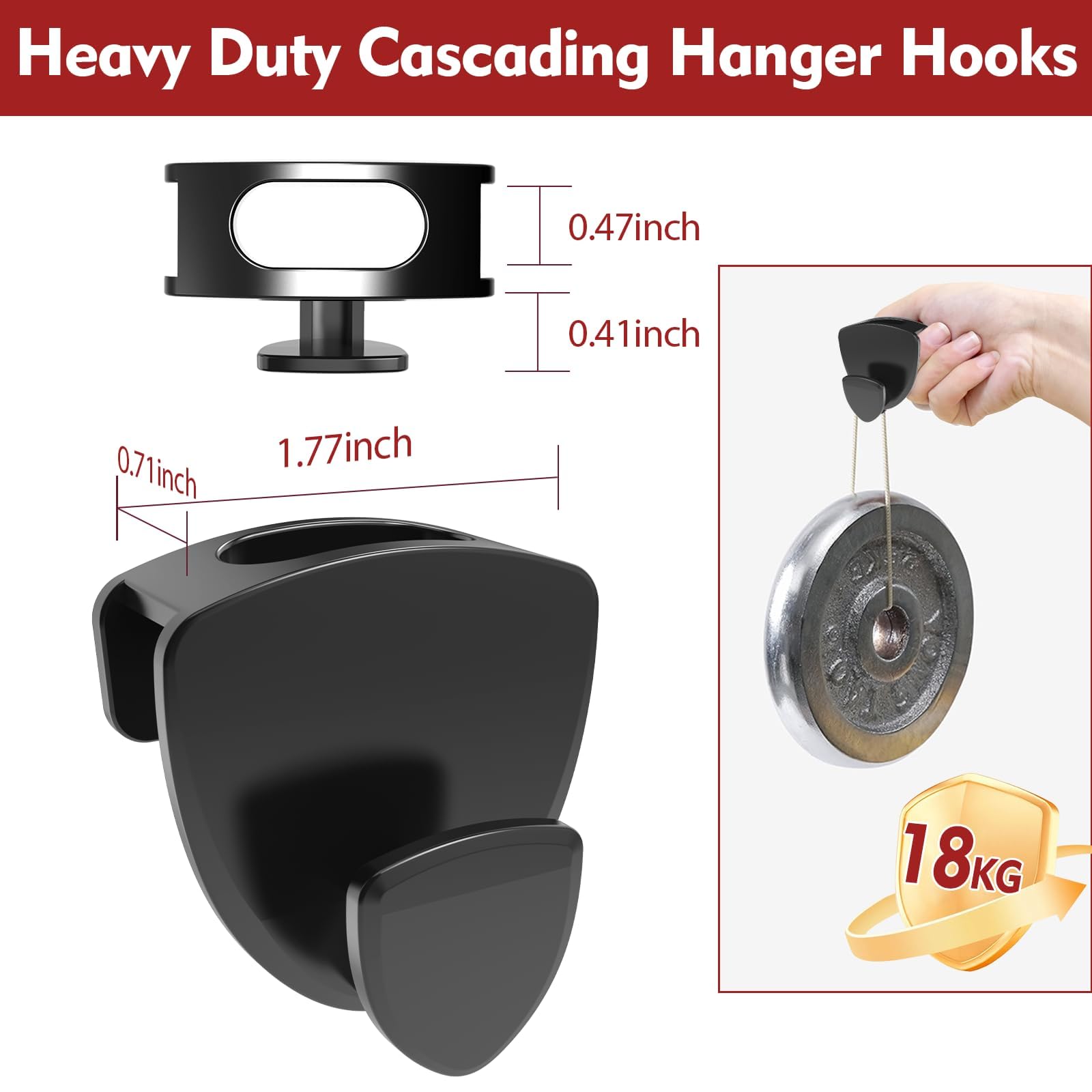 Latoxcaa Space Saving Hanger Hooks 30Pcs, Upgrade Heavy Duty Space Saver Hangers Connector Hooks for Clothes, Premium Hanging Closet Organizer for Dorm, Ganchos para Colgar Ropa, Black