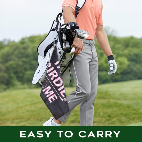 rofiowa Talk Birdie to Me Polyester and Cotton Blend Printed Golf Towel, Funny Pink Golf Accessories for Women, Golf Gift for Golf Fan Her, Golf Lover Birthday Gift, Black 3, OGT043