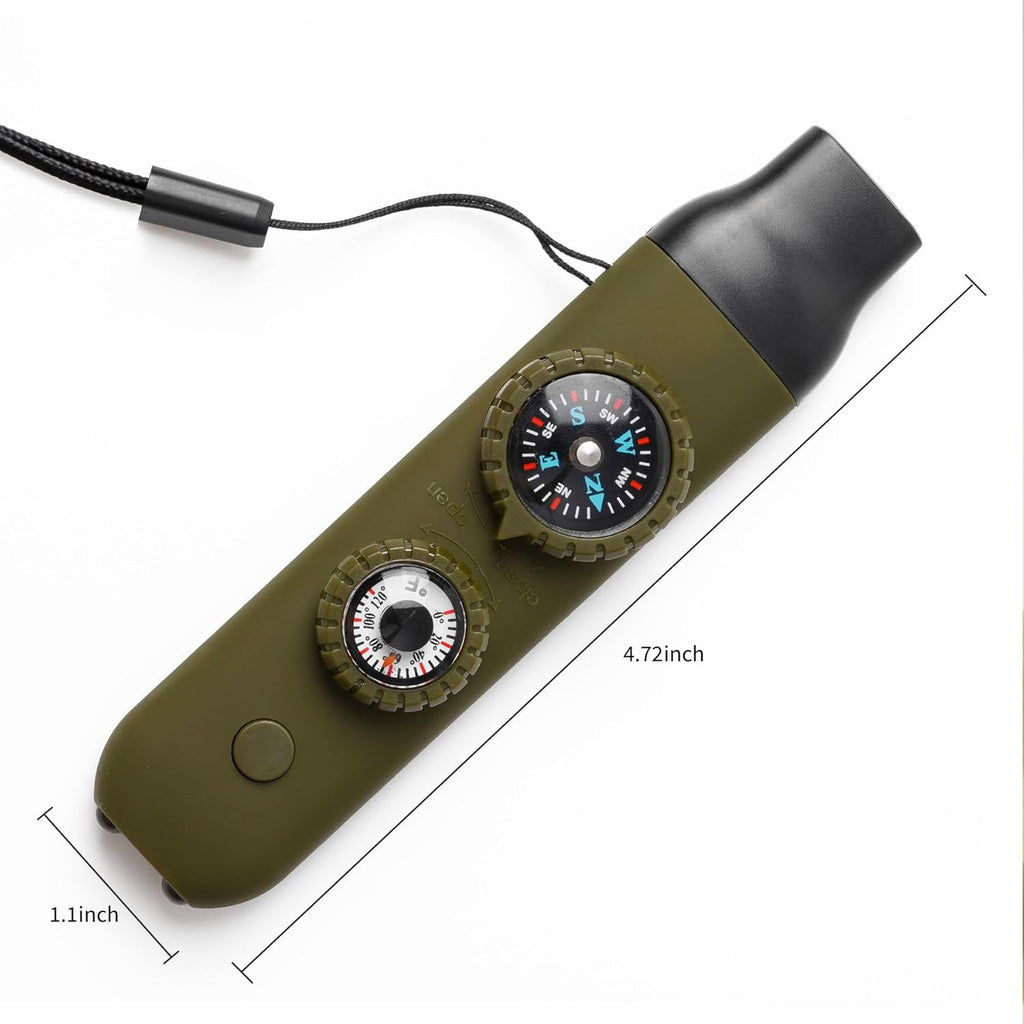 Survivor Multifunctional Emergency Whistle for Kids - Compass, Thermometer & Neck Lanyard | Essential Safety Gear for Hiking, Camping & Outdoor Adventures
