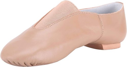 Linodes Women's Jazz Shoes - Slip-On Leather Upper with Elastic Top Piece for Comfort
