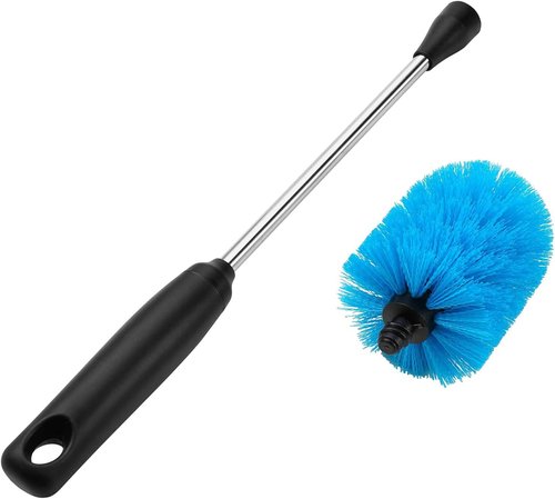 MOSOLAN Stainless Steel Bottle Brush with Replaceable Head, Long Handle Scrub Brush for Water Bottles, Glasswares, Mugs, Flasks, Tumblers, Vases, and Kitchen Sink, 2 Pack, 13 in - 15 in