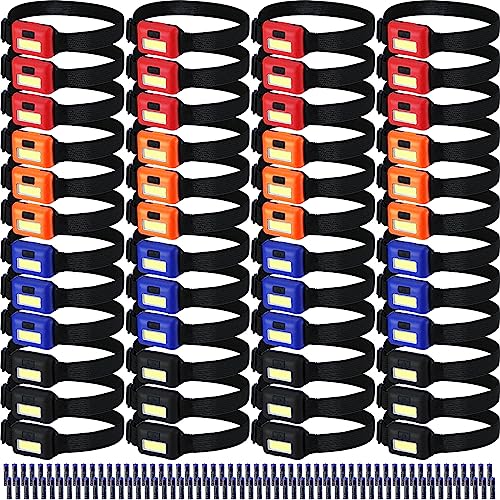 96 Pcs LED Headlamp Flashlight Set with 288 AAA Batteries for Outdoor Use