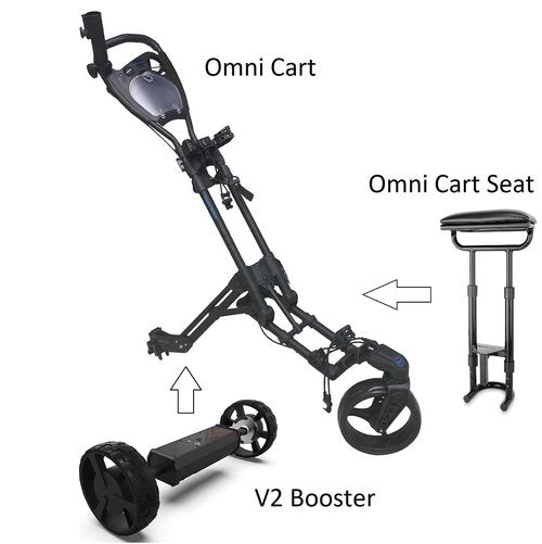 Alphard Golf Omni Cart Seat - Omni Cart Seat Easily attaches to Our Omni Cart so You can Easily take a Quick Break While Walking the Course.