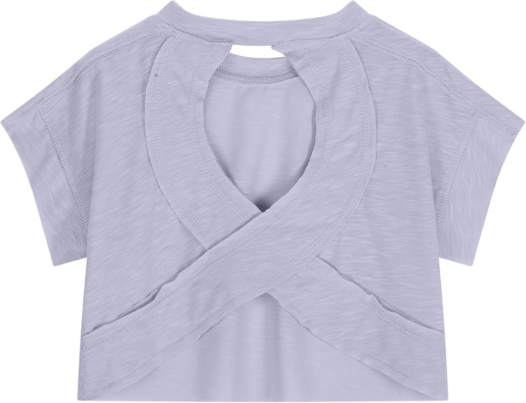 Skiennix Summer Tops for Kids - Fashionable Round Neck Short Sleeve Tees | Cute Casual Backless Design