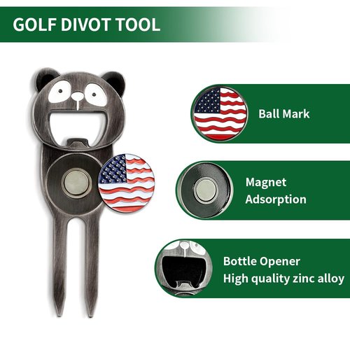 Yulinmon 6-in-1 Metal Golf Divot Repair Tool & Ball Marker - Golf Divot Repair Tool, Bottle Opener Ball Marker, Golf Essential, Ideal Gift for Golf Enthusiasts, Accessory Gift for Men & Women