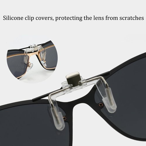FRAZALA Polarized Clip on Sunglasses for Men Women over Prescription Glasses Anti Glare & UV Protection Flip up Clip-on shades (Dark Green)