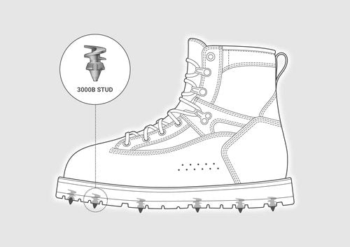 3000B - 3.5mm Prominence GRIPSTUDS Boot Studs, Pack of 28 Solid Tungsten Carbide Tipped Screw in Studs for Improved Traction in Work Boots or Hiking Boots Includes Installation Tool