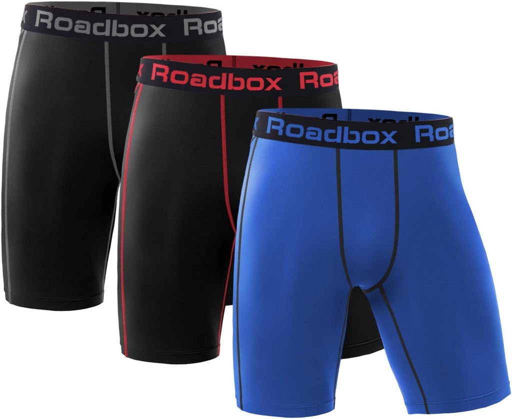 Roadbox Men's Long Sleeve Sun Protection Shirt - Comfortable Fit | Includes 3 Pack Compression Shorts (Size: L)