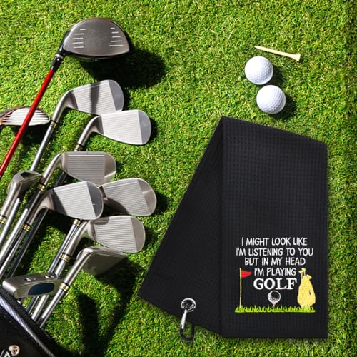 Embroidered Golf Towel with Carabiner Clip - Soft Microfiber, Absorbent, Quick-Dry, Perfect for Golfers