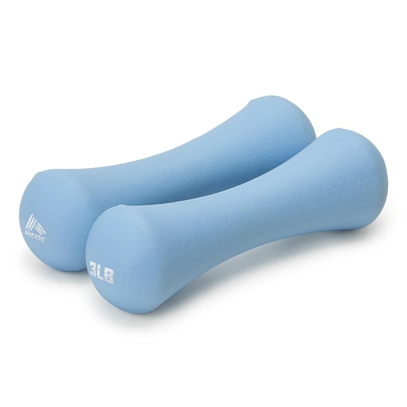 RBX 6lb Neoprene Hand Weights Set - 3lb Each, Non-Slip Grip for Home Workouts (Bright Blue)