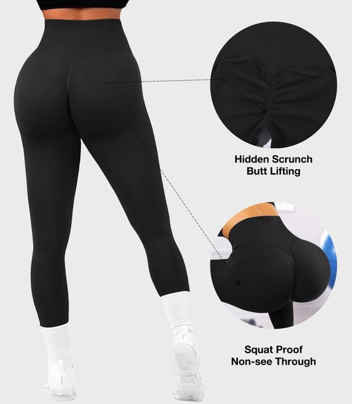 JGS1996 Hidden Scrunch Butt Lifting Leggings for Women Tummy Control High Waisted Workout Gym Seamless Impact Yoga Pants