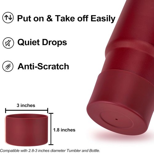 HYZ 8-Piece Silicone Accessories Set for Stanley Cup | Spill-Proof Stoppers & Protective Boot for H2.0 Tumblers - Cranberry