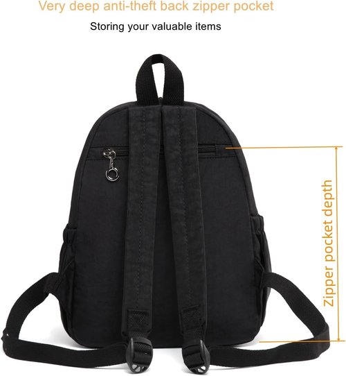 AOTIAN Mini Lightweight Backpack - Durable 11.8 Inch Daypack for Travel & Hiking | Black, 7 Liters