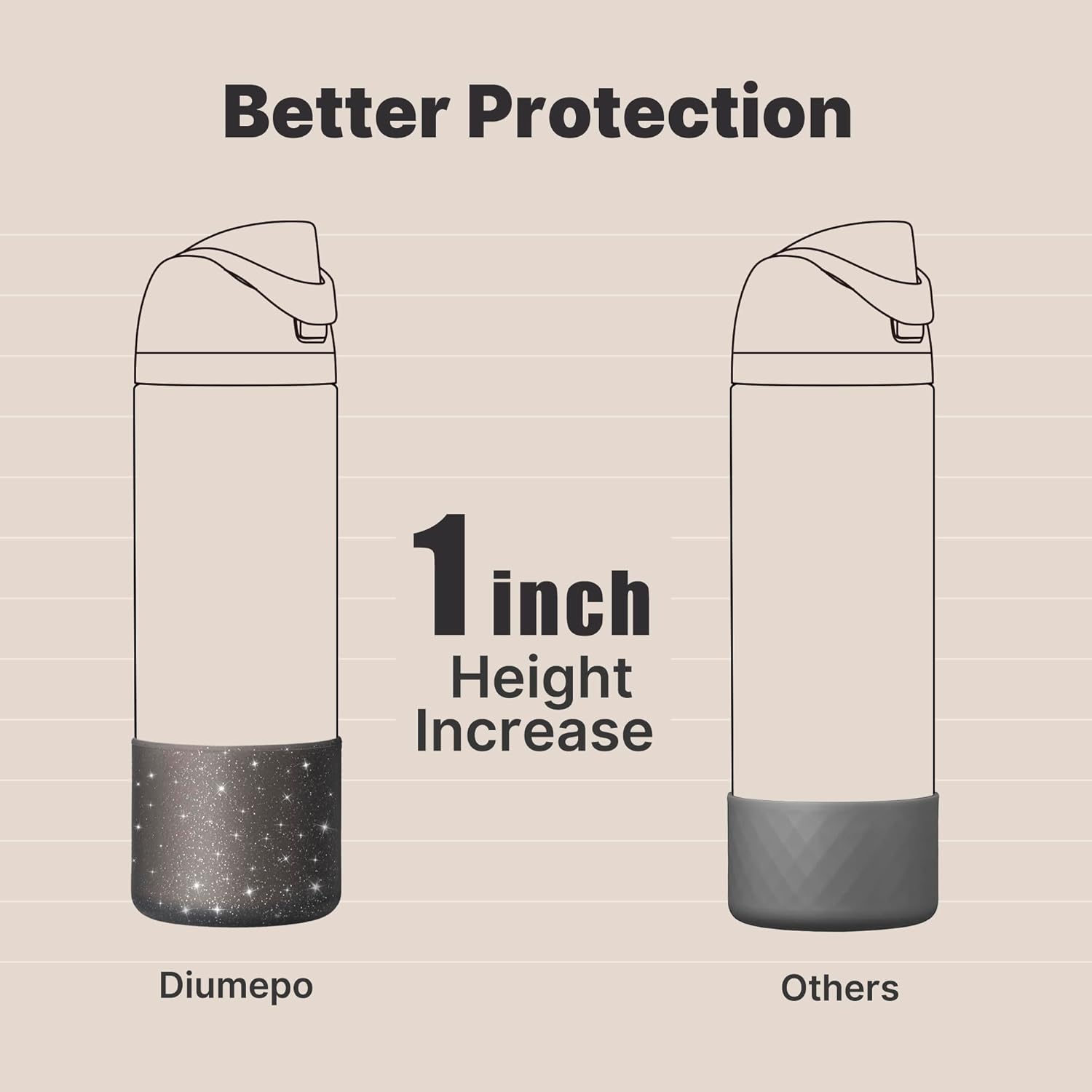 Owala Silicone Boot - Anti-Slip Protective Sleeve for 24 oz Water Bottles | Glitter Black Finish