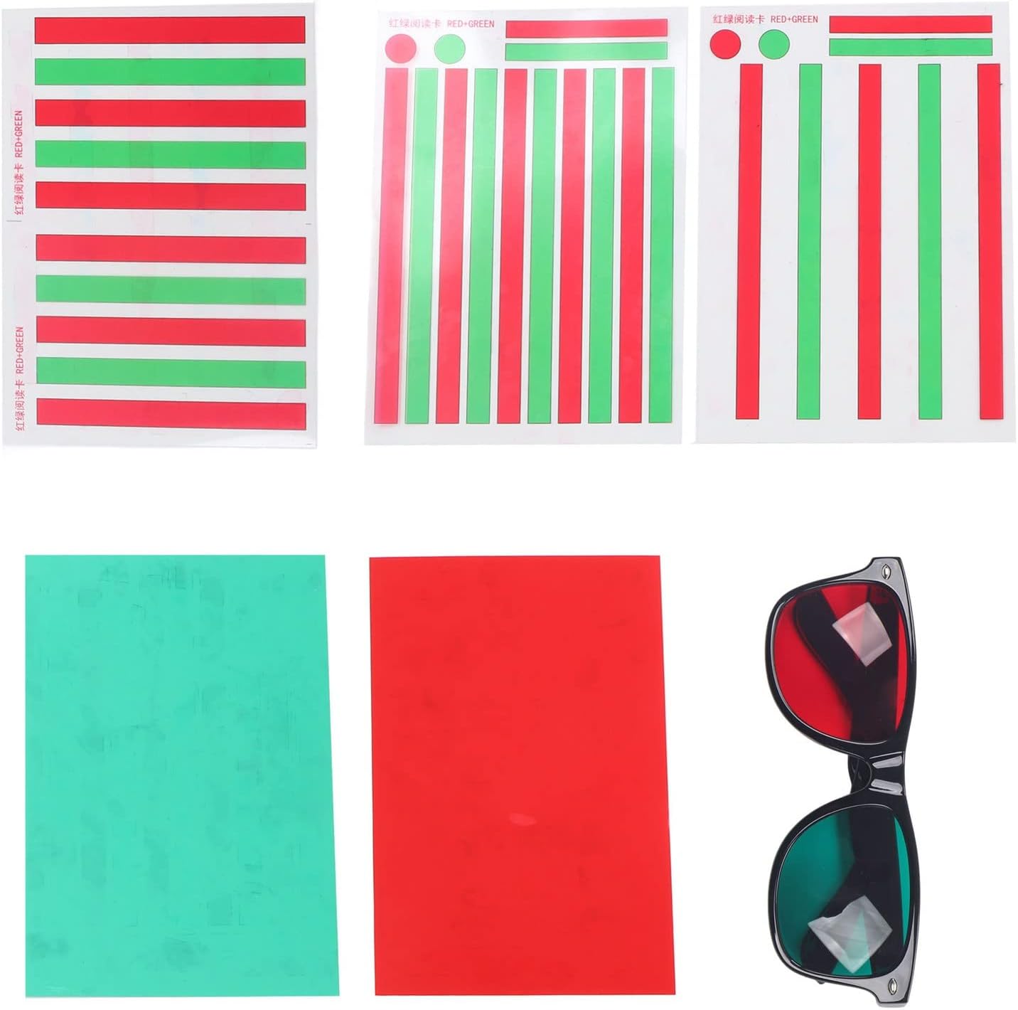 Red Green Vision Correction Cards - Myopia & Strabismus Eye Training Glasses for Amblyopia | Reading Aids