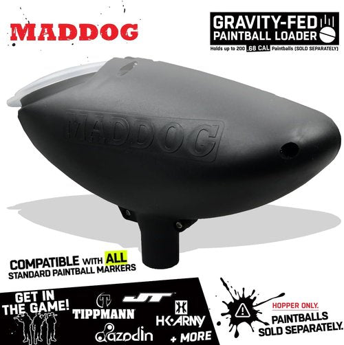 Maddog 200 Round Paintball Loader - .68 Cal Gravity-Fed Hopper | Universal Marker Accessory