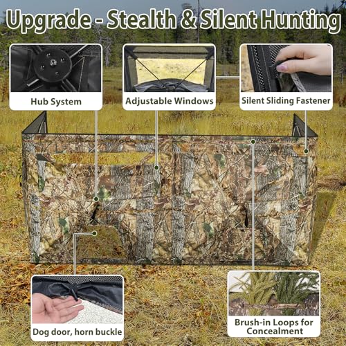 Phoncoo 4-Panel See Through Hunting Blind for Deer & Turkey, 2-3 Person