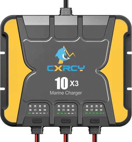 **3 Bank Battery Charger 12V - 30A Waterproof Marine Charger & Maintainer for SLA/AGM, Lithium, Calcium & Deep-Cycle Batteries**