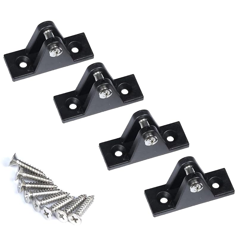 MX Boat Flat Mount Bimini Top Deck Hinge Mount Marine-Grade Nylon 4PCS - Deck Hinge-4PCS-BK