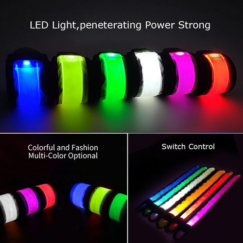 LOBKIN 6 Pack Safety Bracelets, LED Slap Armband Kids Walking at Night Safe LED Light Wrist Light Reflective Belt, Magic Band Running Lights for Runners