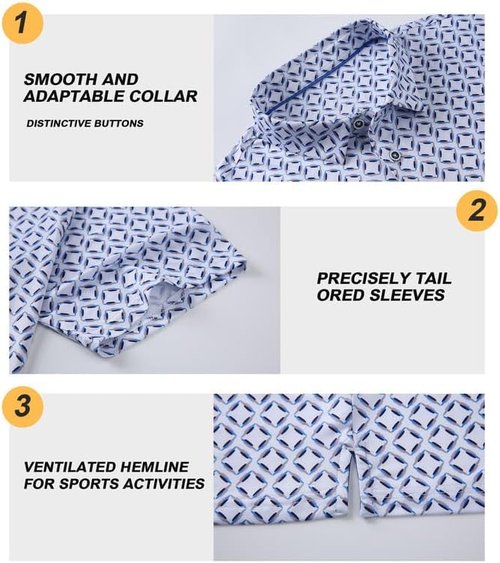 Damipow Premium Golf Shirts - Men's Dry Fit Performance Polo | Short Sleeve Collared Design