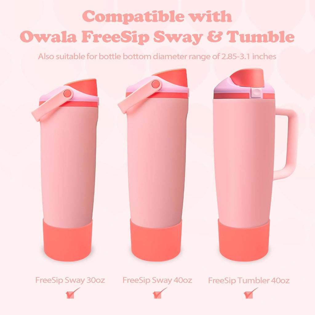 Owala Silicone Boot | Non-Slip, Scratch-Resistant Stability Enhancer for 30oz & 40oz Bottles - 12 Colors Available (Angel Food Cake Red)