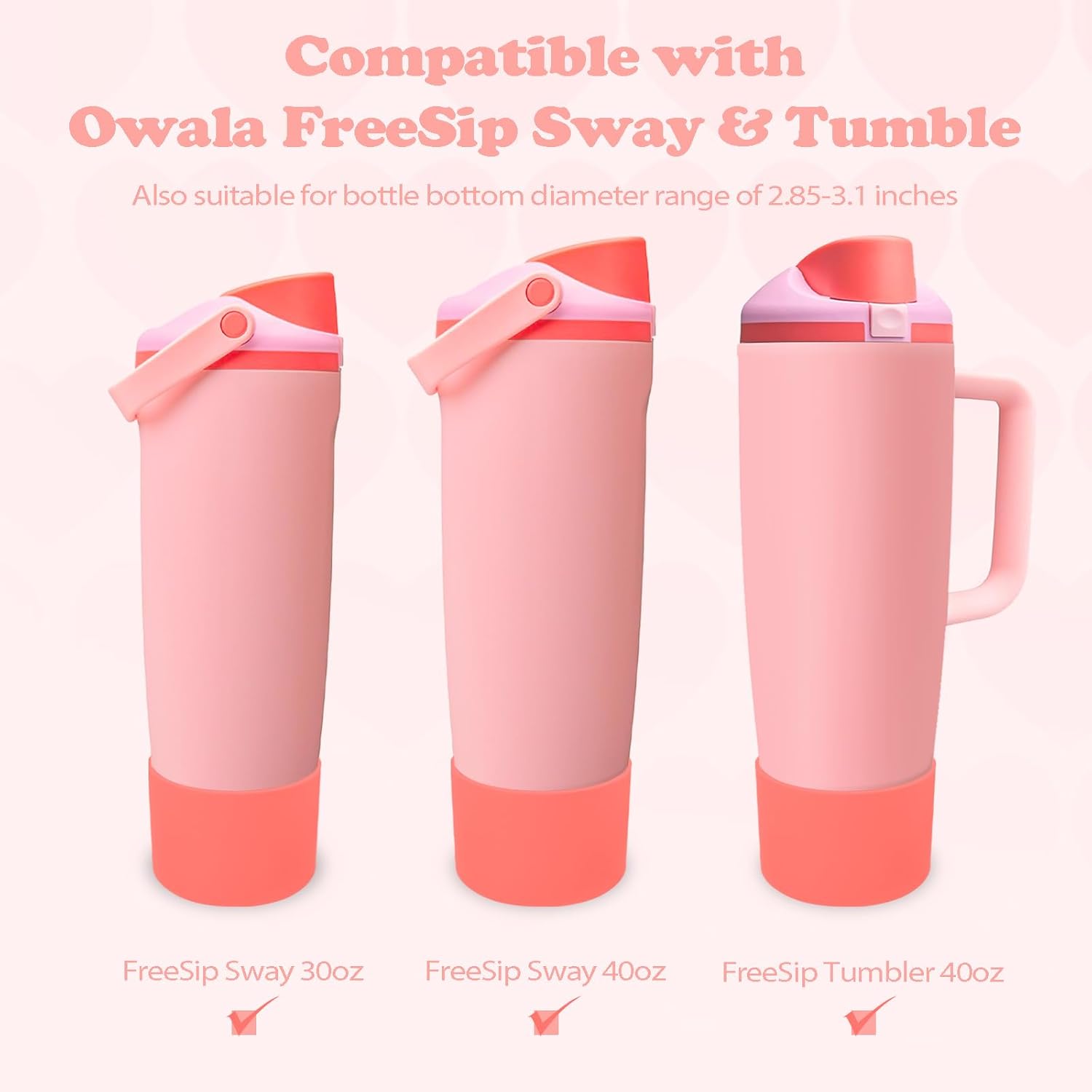 Owala Silicone Boot | Non-Slip, Scratch-Resistant Stability Enhancer for 30oz & 40oz Bottles - 12 Colors Available (Angel Food Cake Red)