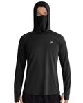 Roadbox UPF 50+ Hooded Rash Guard - Long Sleeve Sun Protection Shirt, Black, XXL