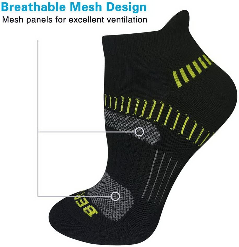 BERING Women's Cushioned Ankle Running Socks - 6 Pairs for Ultimate Comfort and Performance