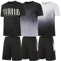 BUYJYA 3 Pack Men's Gym Shorts Shirt Set Workout Athletic Basketball Running Football Elastic Waist with Pocket Gifts