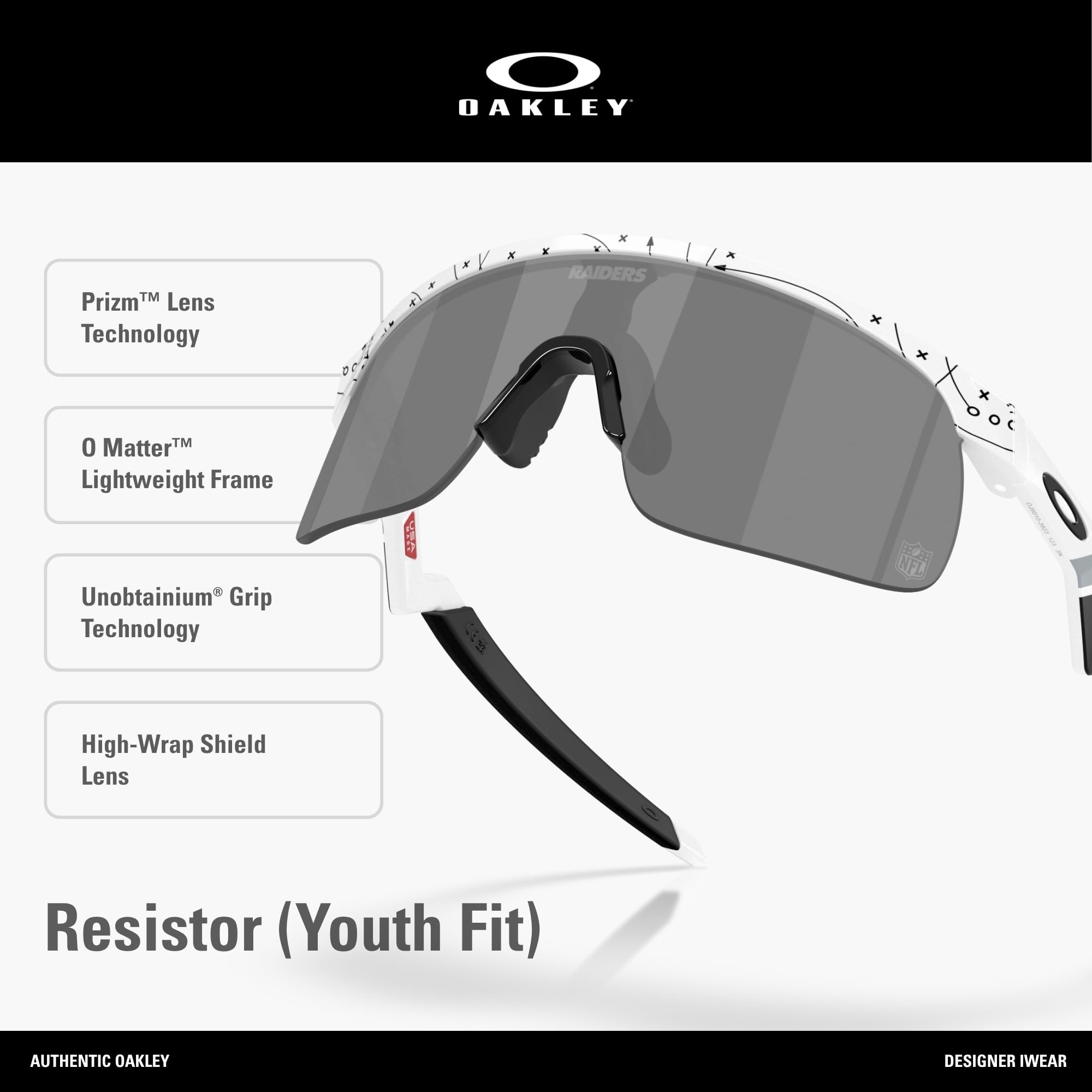 Oakley OJ9010 Resistor Sunglasses, White/Prizm Black, 23 mm