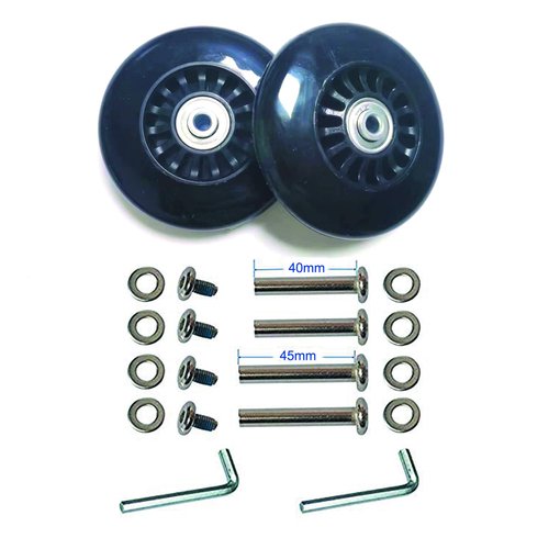 1 Pair/2pcs Luggage Suitcase Replacement Wheels 100mm/3.94in, Thk24mm Rubber Swivel Caster Wheels for Inline Outdoor Skate w/ 6mm Bearings Repair Kits (OD100xThk24mm/3.94x0.94in)
