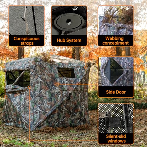JOMAILIEEL 360° See-Through Pop Up Hunting Blind for 3-4 People