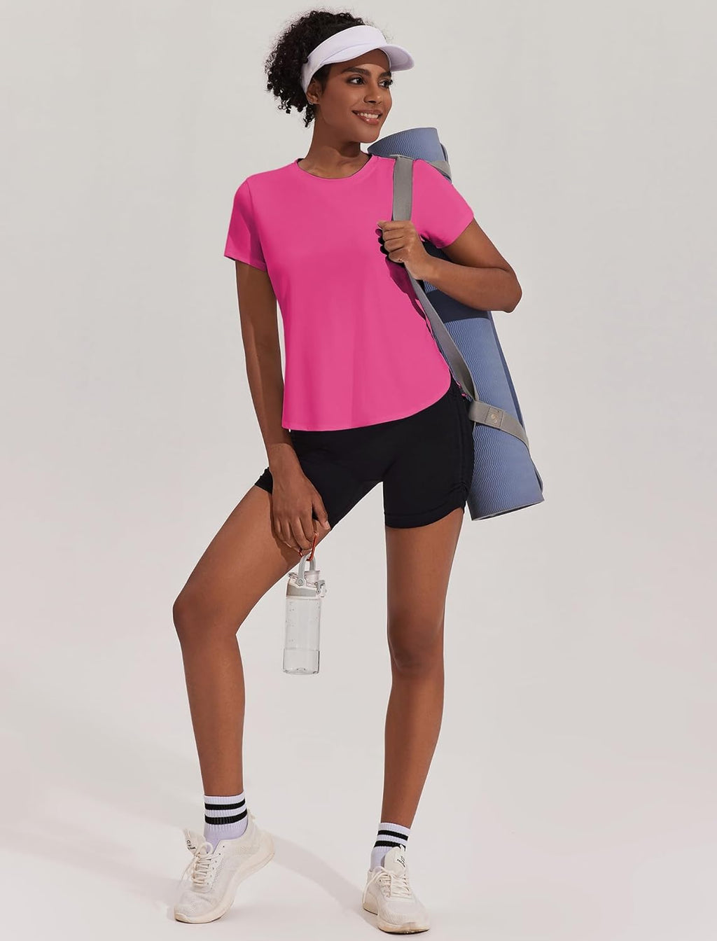 PINSPARK Workout Tops for Women - UPF 50+ Short Sleeve Yoga Shirts with Side Slits | Loose Fit Athletic Tee