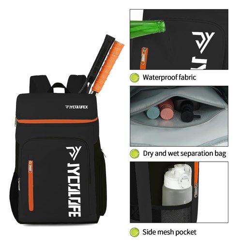 JYColofex tennis bag, tennis backpack, can accommodate 2 rackets, with shoe compartment, waterproof for both men and women, can be used to hold tennis and badminton rackets.