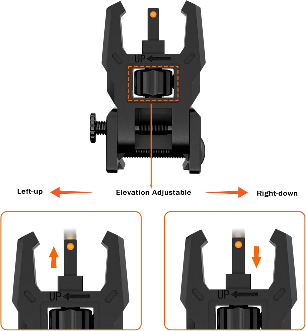 Skiennix Fiber Optic Sights - Adjustable Flip-Up Front & Rear Sights with Red/Green Dots | Tool-Free Setup