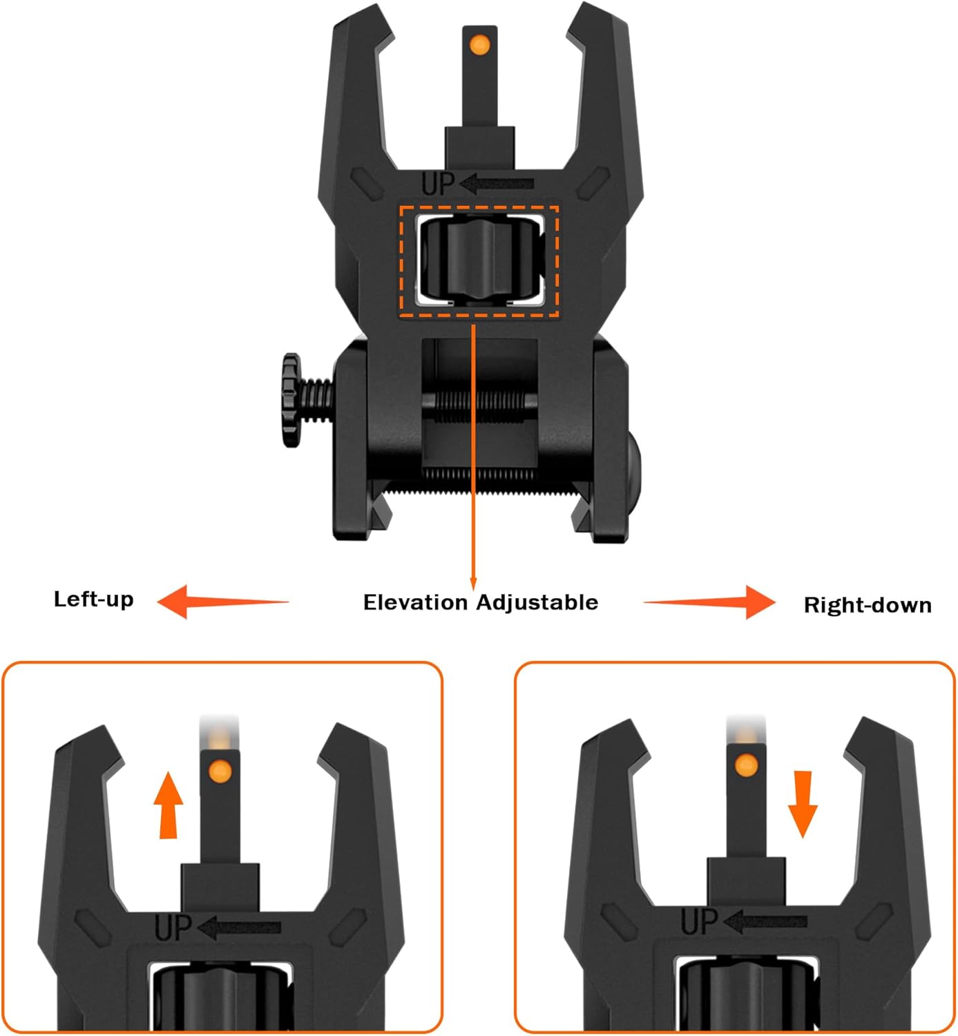 Skiennix Fiber Optic Sights - Adjustable Flip-Up Front & Rear Sights with Red/Green Dots | Tool-Free Setup