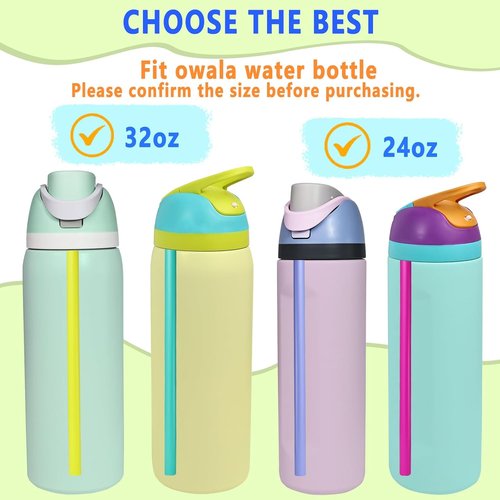 NTIERA Replacement Straws for Owala FreeSip Bottles - 8 Reusable Plastic Straws with Cleaning Brush | Multi-Color Set