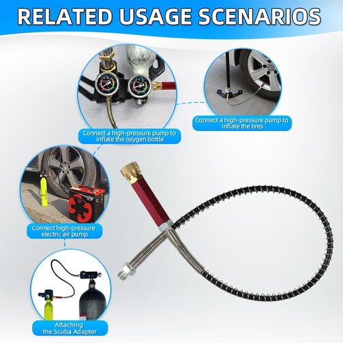 High Pressure PCP Hose by [Brand Name] - 20 Inches, 4500 PSI with Water-Oil Separator & 8mm Quick Connector