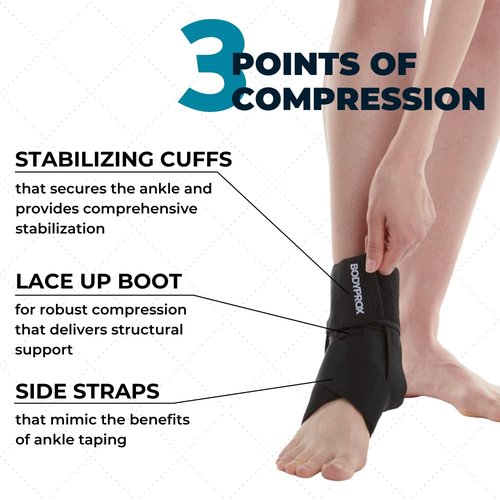 Bodyprox Ankle Brace - Lace-Up Support for Sprained Ankles | Adjustable Size for Men & Women