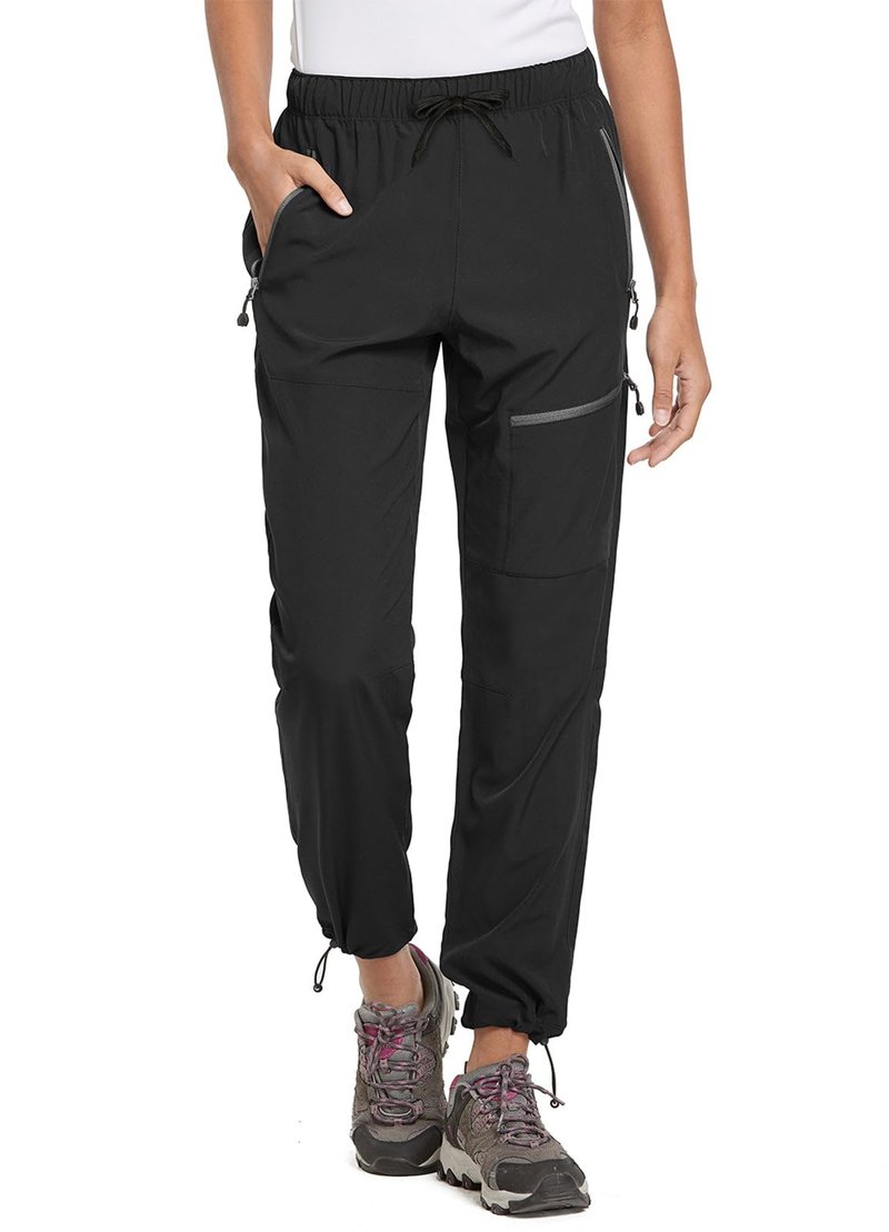 baleaf Cargo Pants for Women Petite Joggers Lightweight Quick Dry Pant Water Resistant 27'' Travel Workout Athletic Black Size XXL