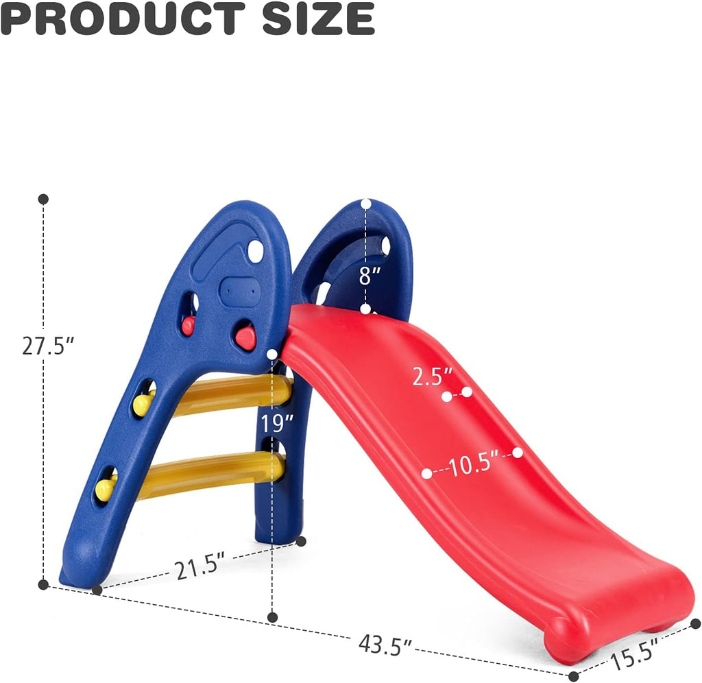 Baby Joy Folding Slide - Indoor Plastic Play Climber for Kids | Safe Ellipse Rail Design