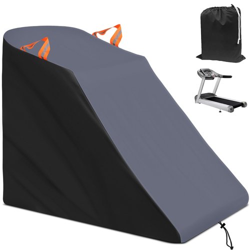 Tokept Treadmill Cover Waterproof Dustproof Running Machine Cover Exercise Workout Equipment Protective with Reflective Strips for Home Gym Indoor Outdoor (Black&Grey)
