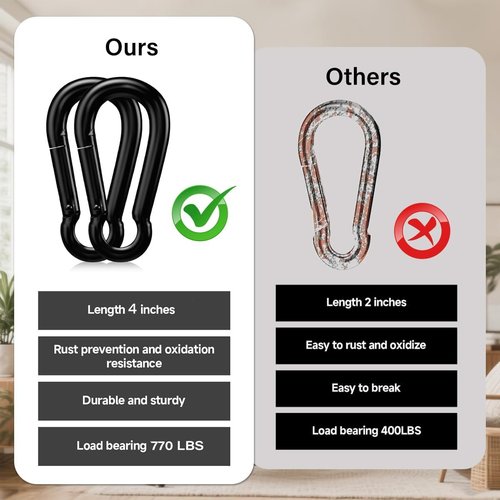 M10 Large Carabiner Clip - Heavy Duty Spring Snap Hooks for Hammocks & Camping | 2PCS Set