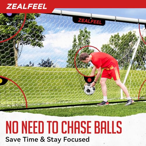 Zealfeel 12x6 ft Soccer Target Net with 5 Scoring Zones, Portable & Tear-Resistant