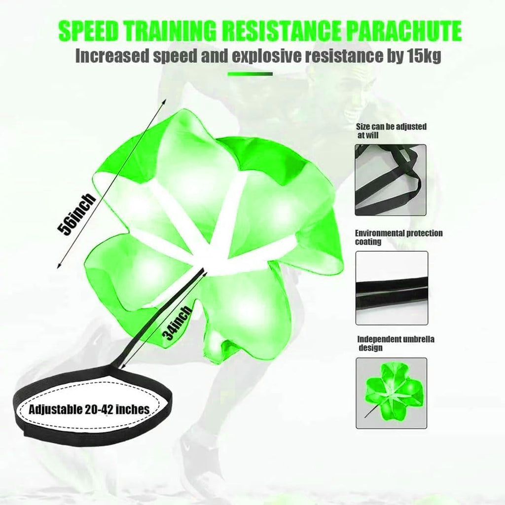 Running Speed Chute Resistance Parachute 56 inch Powerchute Umbrella Training Sprint Power Soccer Trainer for Runner, Football, Soccer Drilling