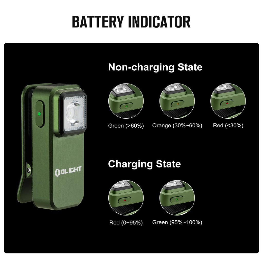 OLIGHT Oclip Rechargeable EDC Flashlight 300 Lumens Dual Sources Compact Pocket Clip Light, Convenient USB C Charging, Magnetic Flash Lights for Working, Cycling, Emergency, Signaling Tool(OD Green)
