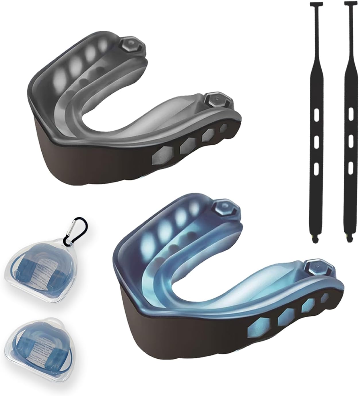 Skiennix Youth Football Mouth Guard - 2 Pack with Strap & Case | Ideal for Sports & MMA, Youth Size