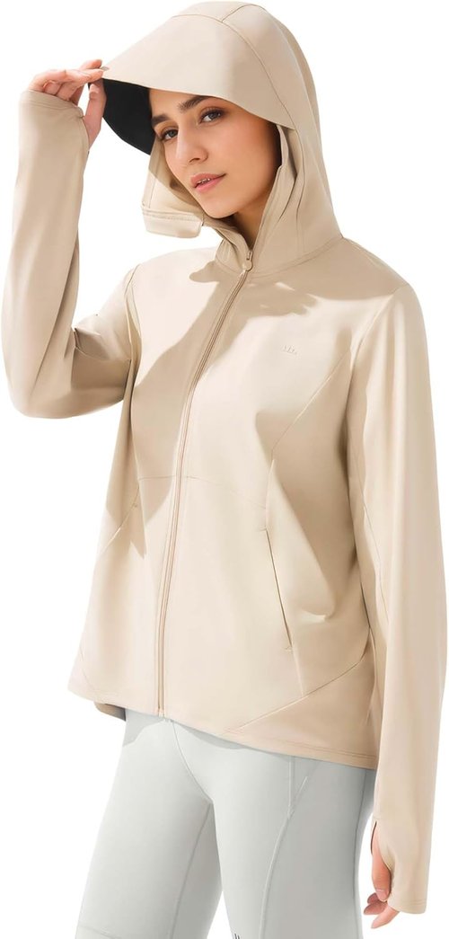 BENEUNDER Women's Lightweight UPF 50+ Sun Protection Hoodie Jacket - Long Sleeve Activewear for Outdoor Workouts